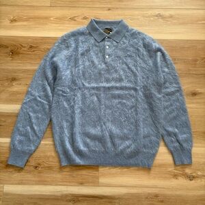 J. Crew Men’s Brushed Cashmere Sweater-Polo Hthr Beachside Blue M